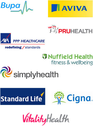 Uxbridge Charter Physiotherapy Affilations; Bupa, Aviva, PruHealth, Axa PPP Heathcare, Nuffield Health, Simply Health, Standard Life, Cigna.
